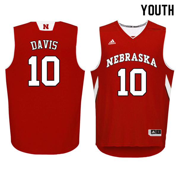 Youth Nebraska Cornhuskers #10 Karrington Davis College Basketball Jerseys Sale-Red